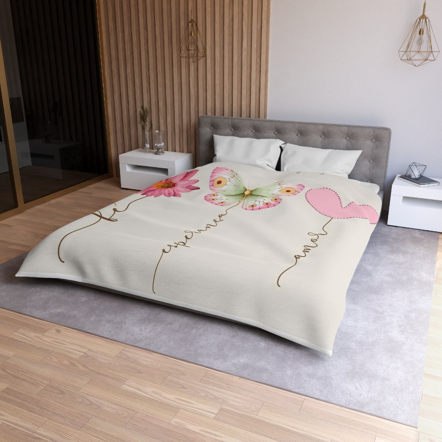 Romantic Microfiber Duvet Cover, Wedding Gift Duvet, Love Theme Bedding, Couple's Bedroom Decor, Anniversary Gift