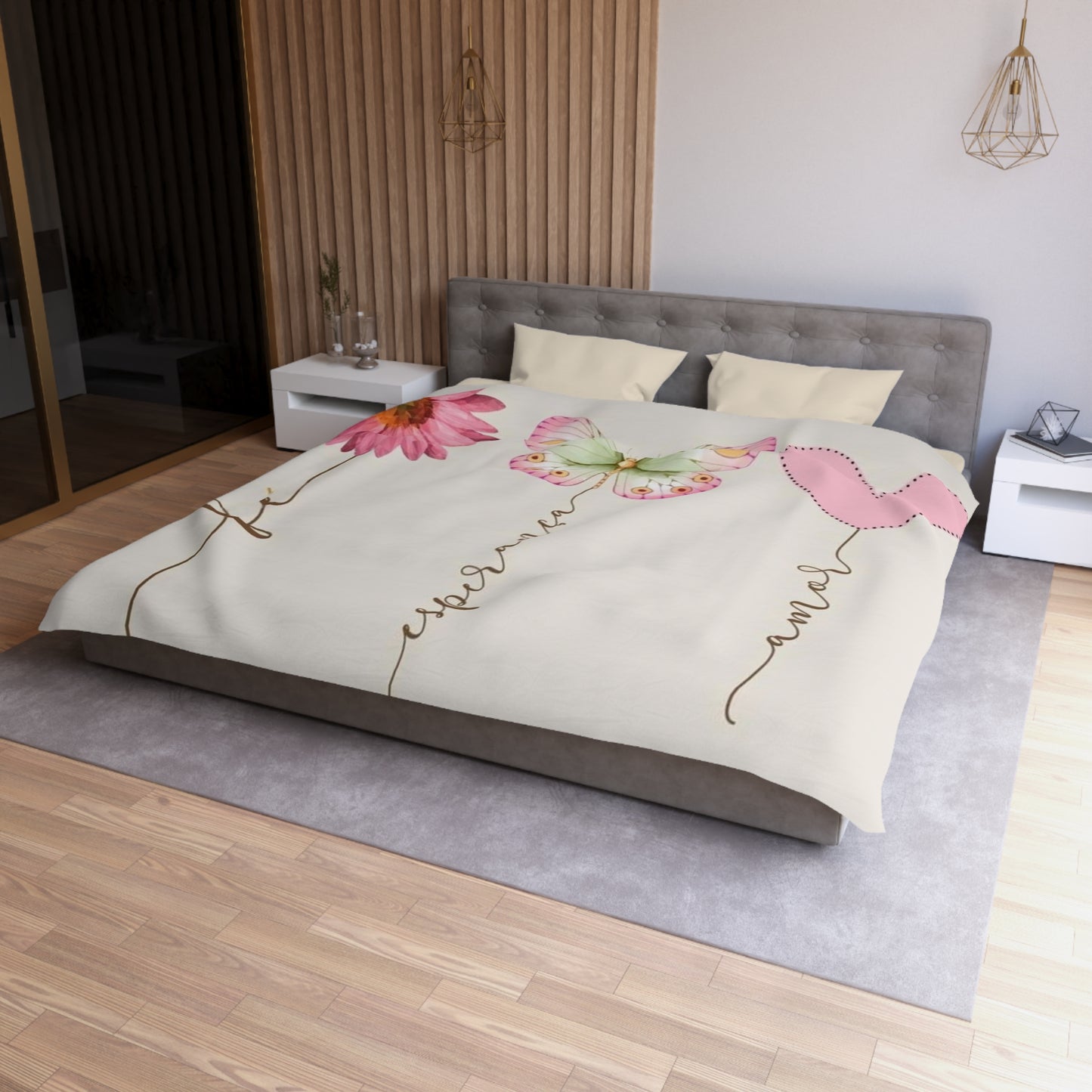 Romantic Microfiber Duvet Cover, Wedding Gift Duvet, Love Theme Bedding, Couple's Bedroom Decor, Anniversary Gift