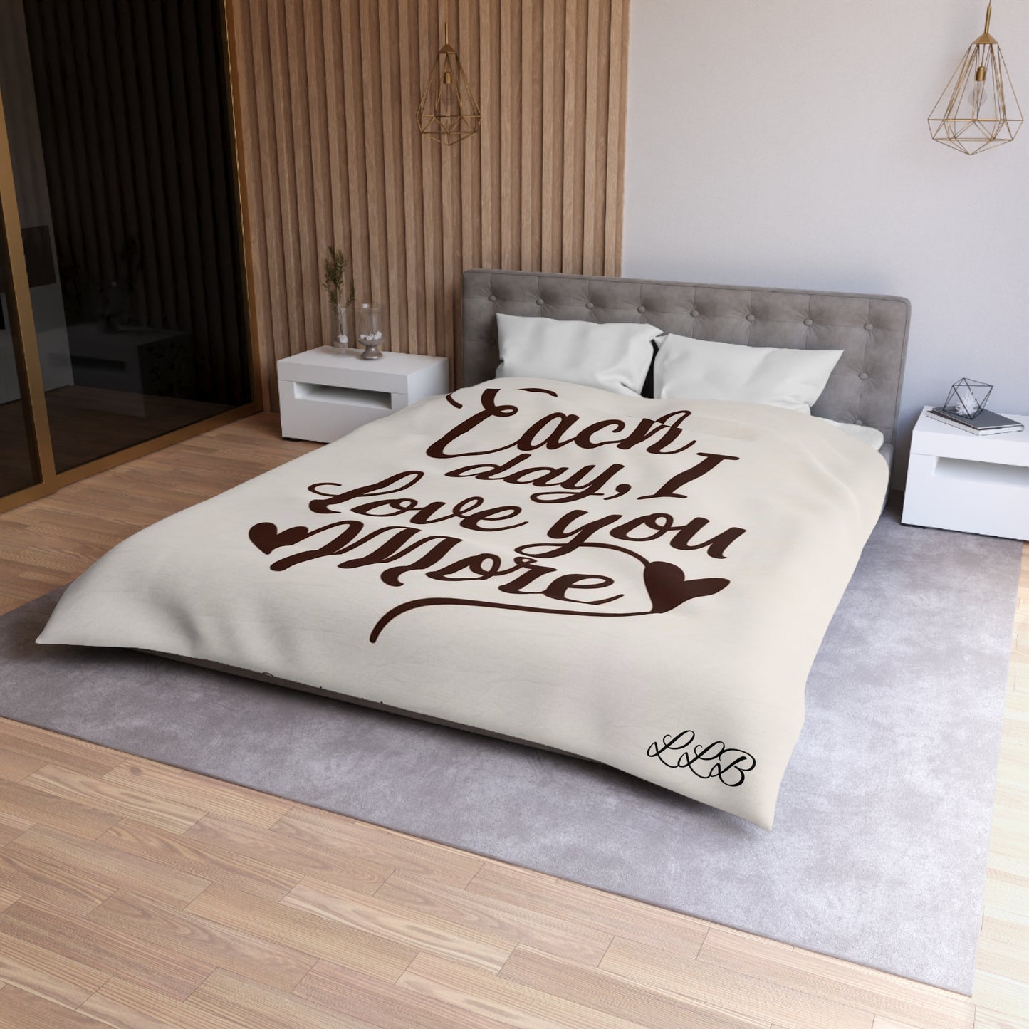 Romantic Microfiber Duvet Cover - Cozy Bedroom Decor, Gift for Couples, Anniversary, Valentine’s Day, Love Quote Bedding