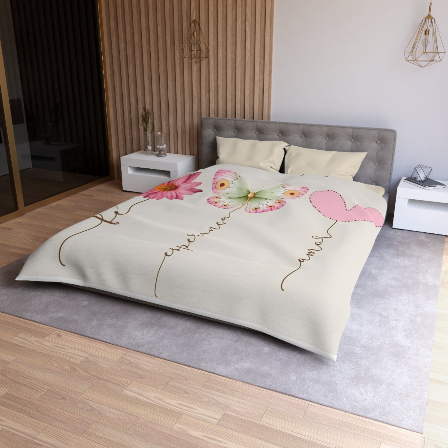 Romantic Microfiber Duvet Cover, Wedding Gift Duvet, Love Theme Bedding, Couple's Bedroom Decor, Anniversary Gift