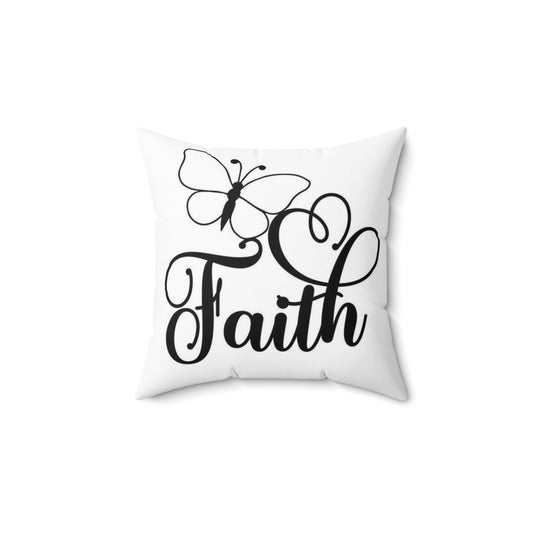 Faith-Inspired Square Throw Pillow, Home Decor Accent, Inspirational Gift, Bedroom Cushion, Motivational Decor, Butterfly Design