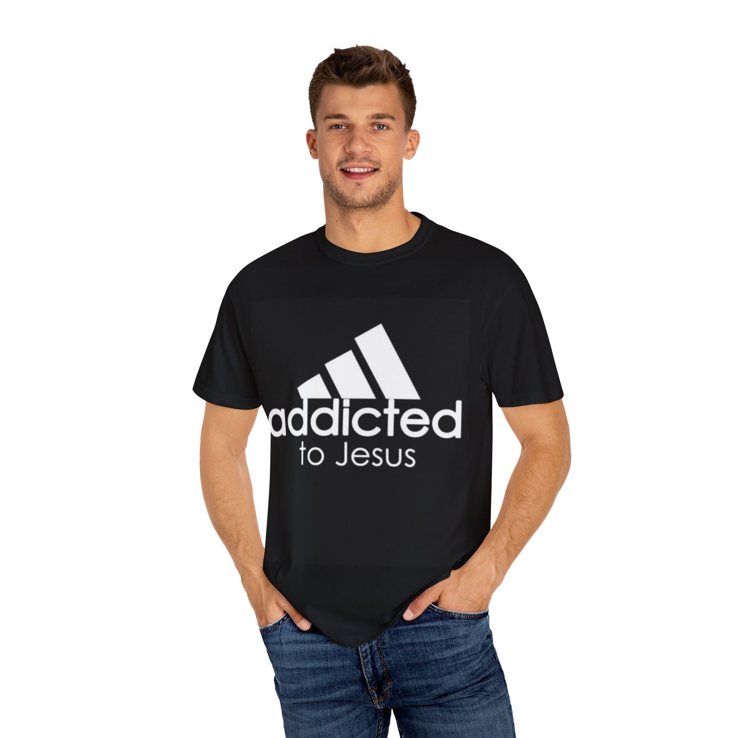Addicted to Jesus Garment-Dyed T-shirt, Unisex Faith Shirt, Christian Apparel, Inspirational Tee, Gifts for Believers, Casual Everyday Wear