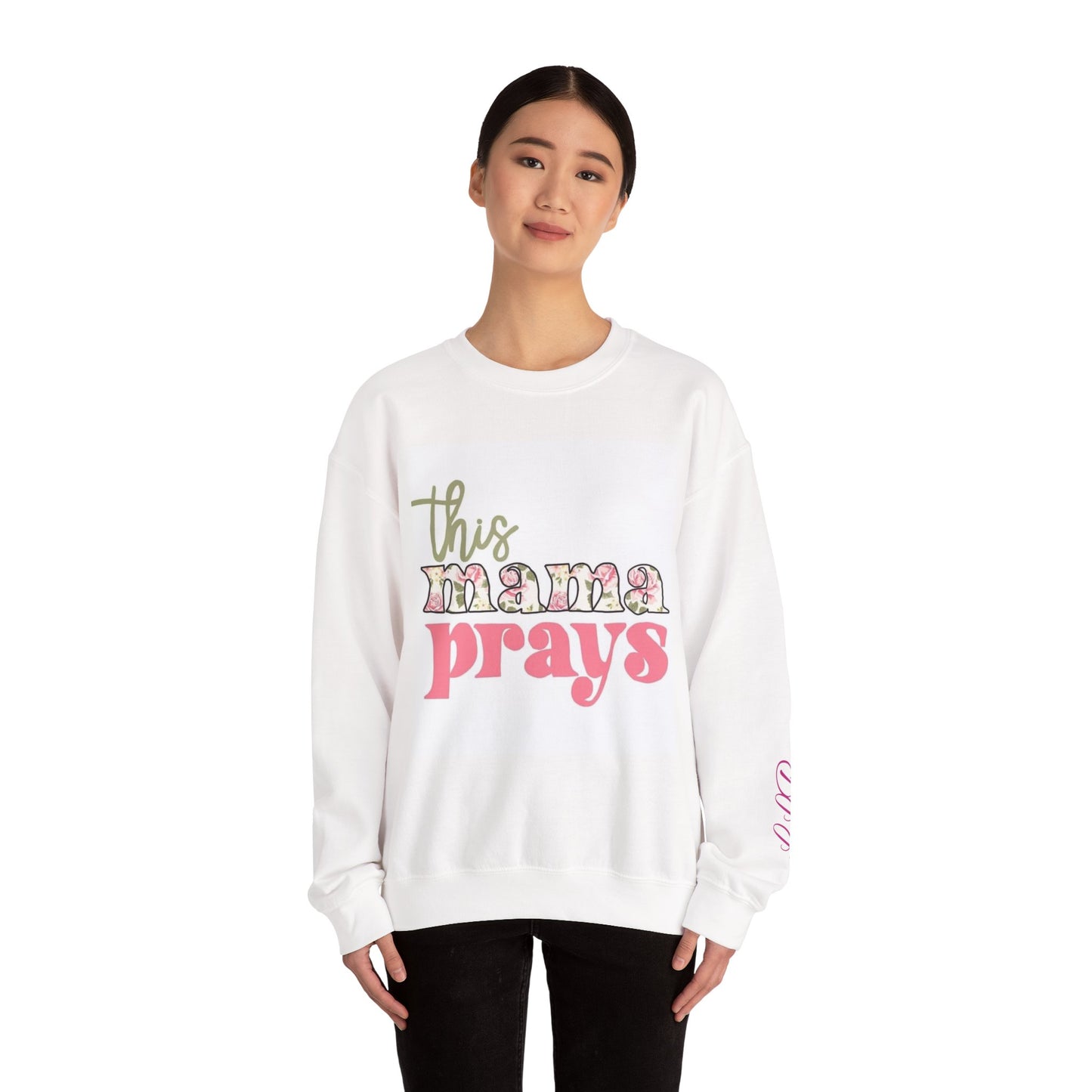 Mama Prays Crewneck Sweatshirt, Inspirational Sweatshirt, Gift for Mother's Day, Faith-Based Apparel, Cozy Everyday Sweatshirt